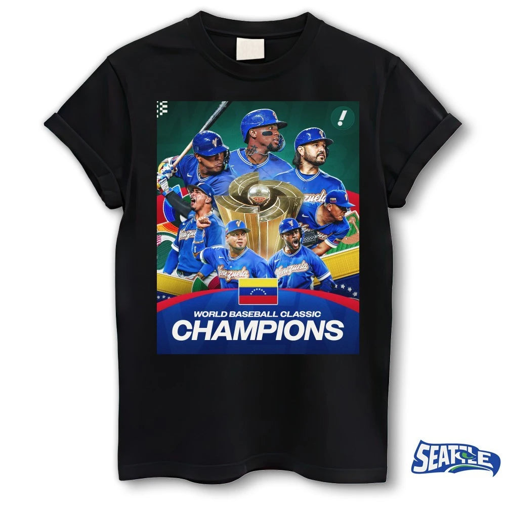 Official Venezuela Stuns Team USA Win 2026 World Baseball Classic Champions Poster t-shirt