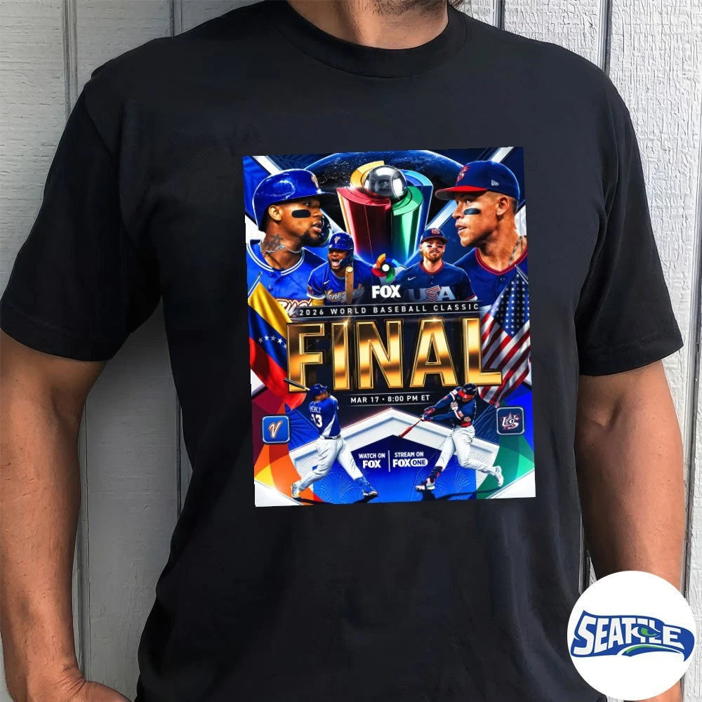 Official Venezuela vs. USA 2026 World Baseball Classic Final Match March 17 Poster t-shirt