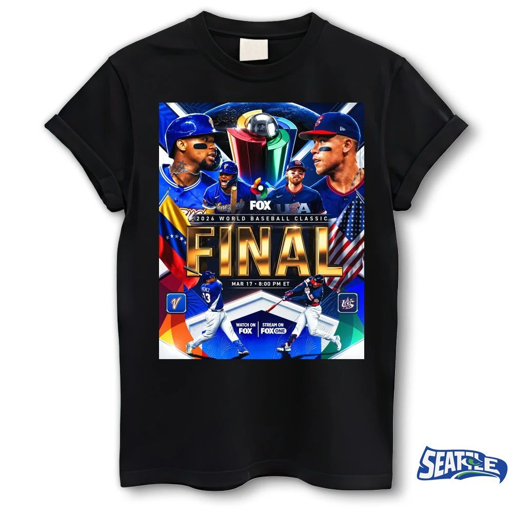 Official Venezuela vs. USA 2026 World Baseball Classic Final Match March 17 Poster t-shirt