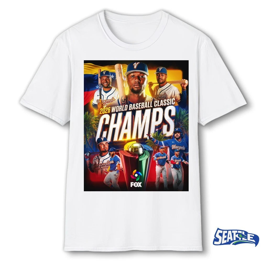 Official Venezuela Wins The World Baseball Classic 2026 FOX Sports MLB Poster t-shirt