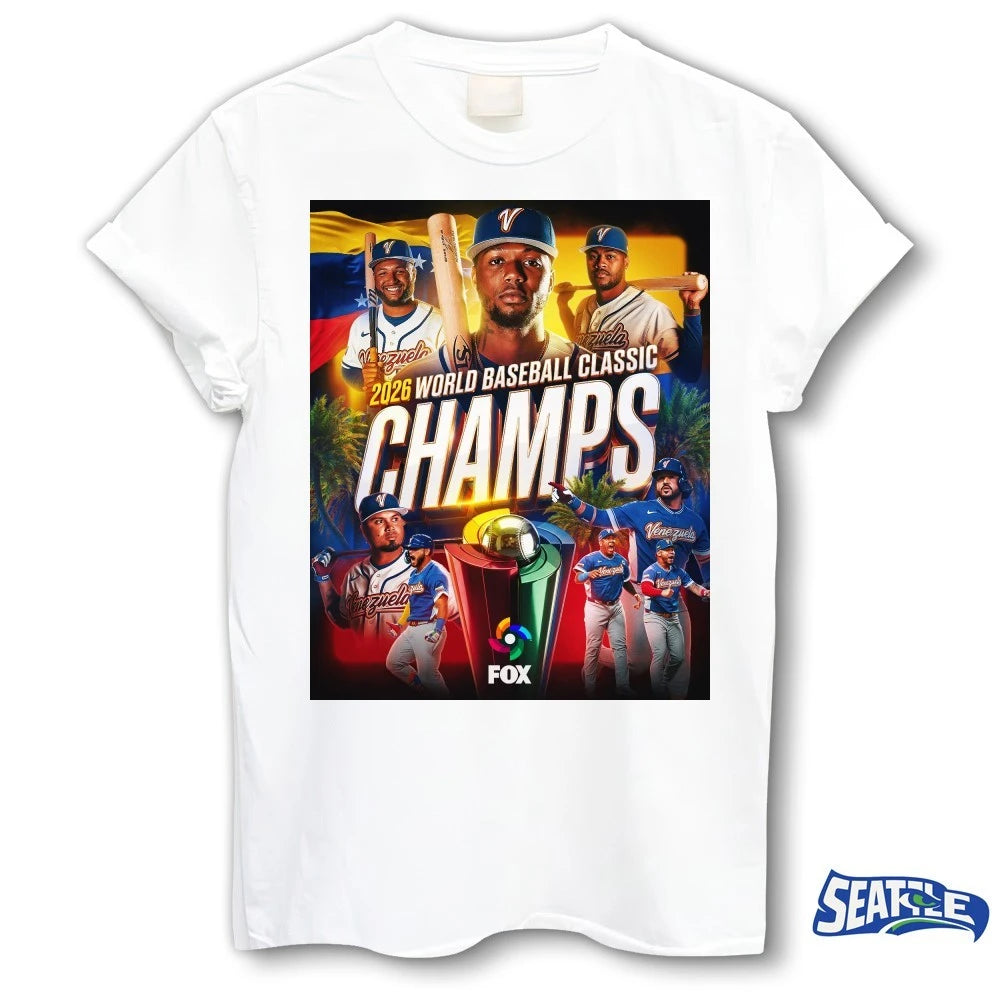 Official Venezuela Wins The World Baseball Classic 2026 FOX Sports MLB Poster t-shirt