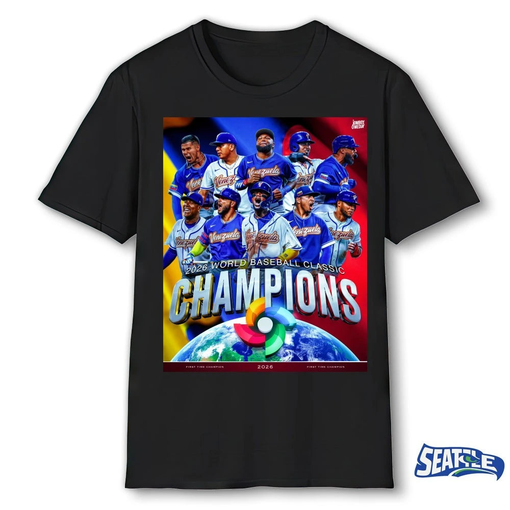 Official Venezuela Wins The World Baseball Classic Champions 2026 First Time Champions Poster t-shirt