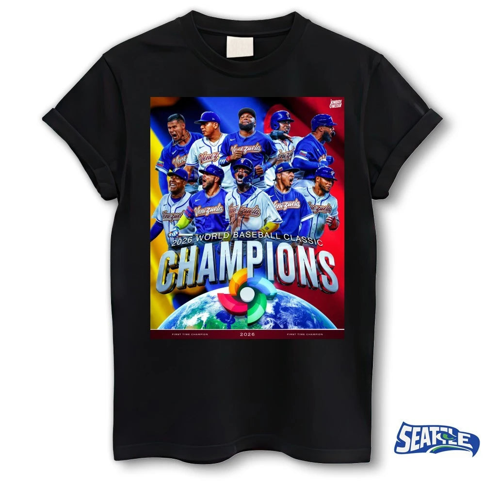 Official Venezuela Wins The World Baseball Classic Champions 2026 First Time Champions Poster t-shirt