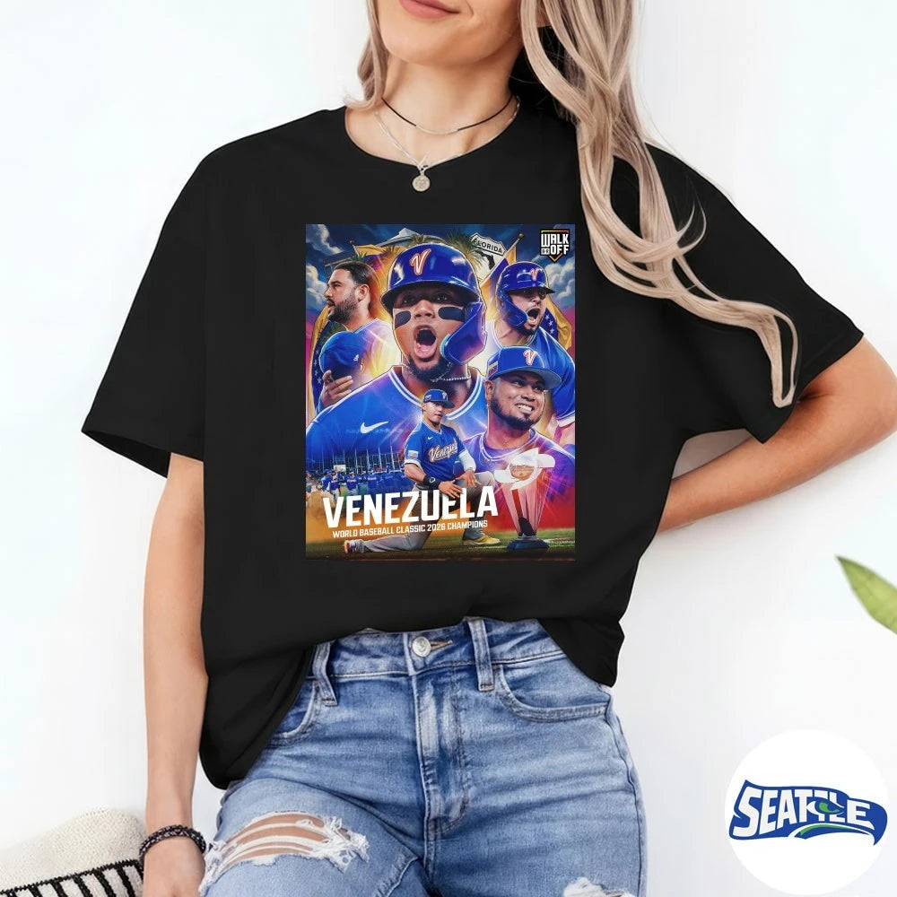 Official Venezuela World Baseball Classic 2026 Champions Bleacher Report Poster t-shirt