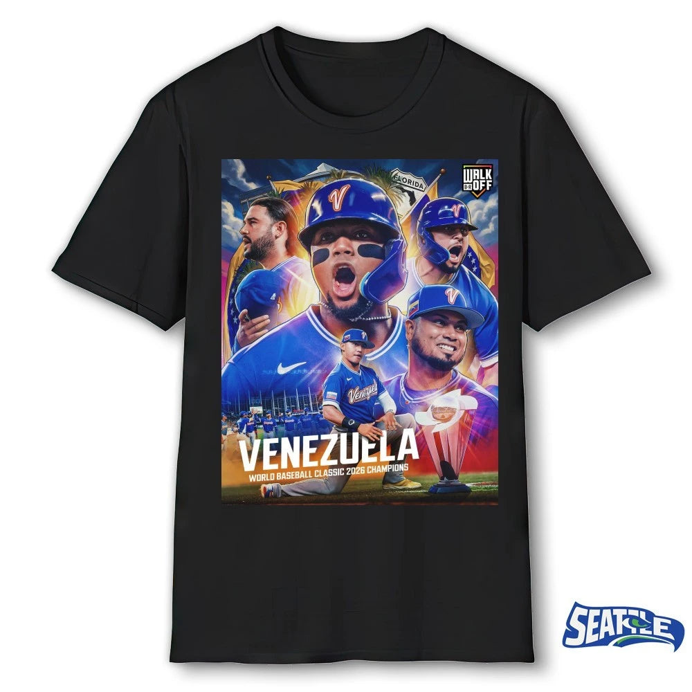 Official Venezuela World Baseball Classic 2026 Champions Bleacher Report Poster t-shirt