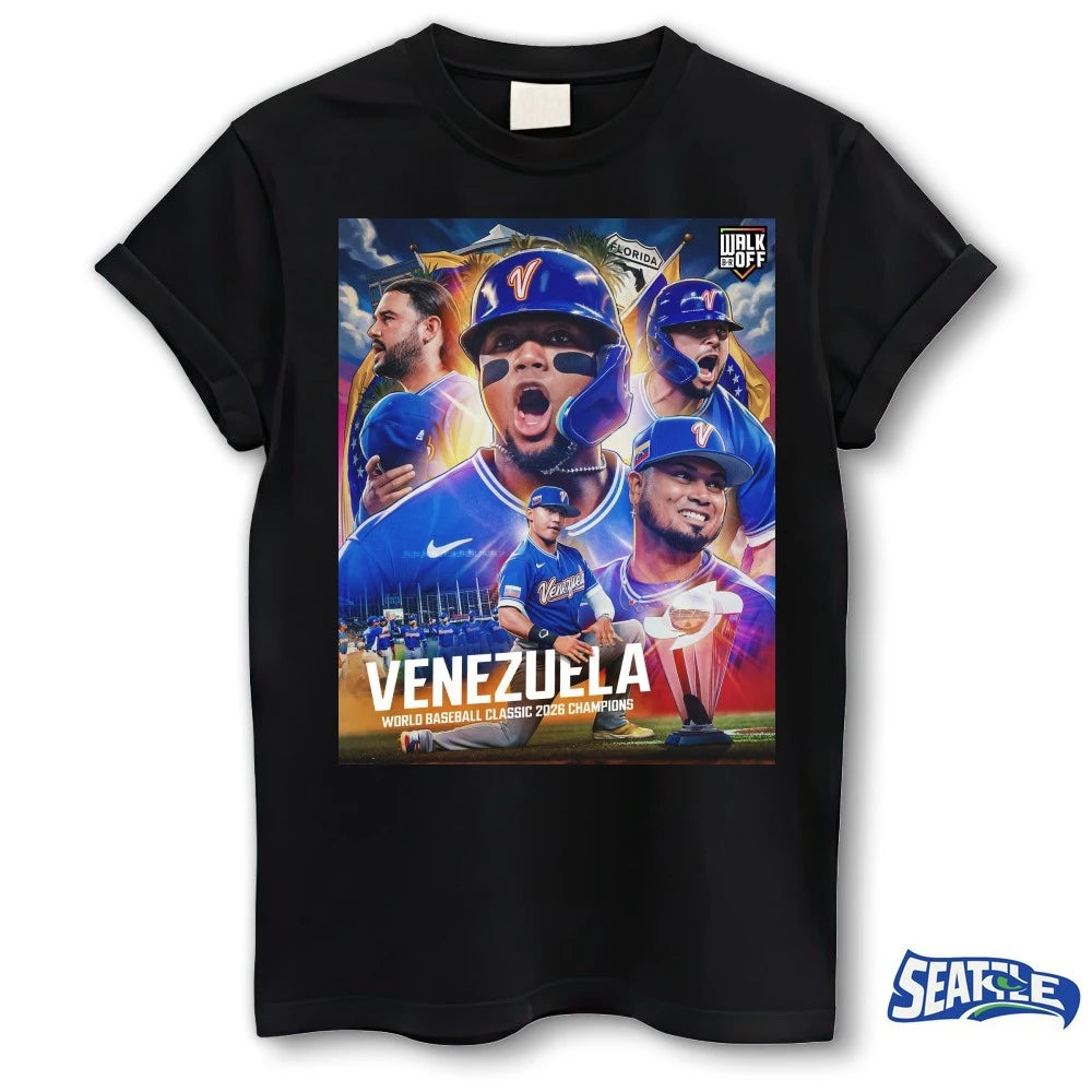 Official Venezuela World Baseball Classic 2026 Champions Bleacher Report Poster t-shirt