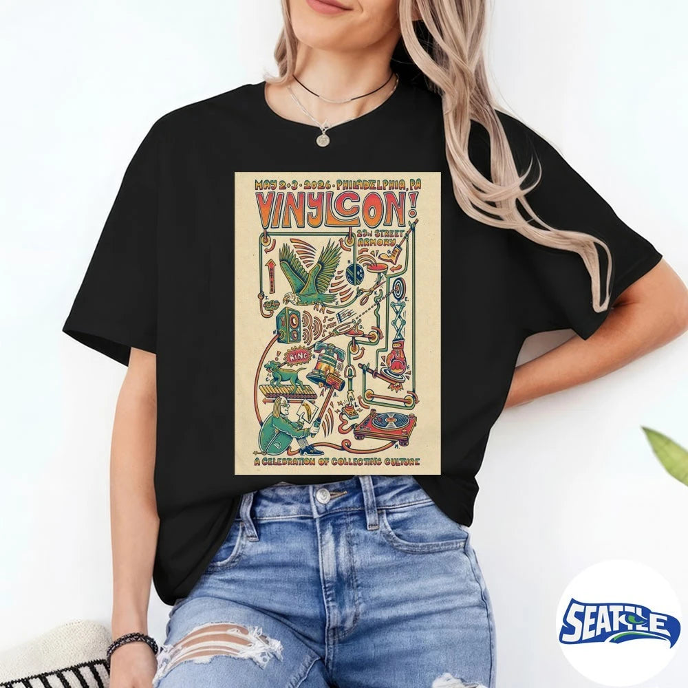 Official Vinylcon! A Celebration Of Collection Culture May 2-3 2026 Philadelphia PA Poster t-shirt