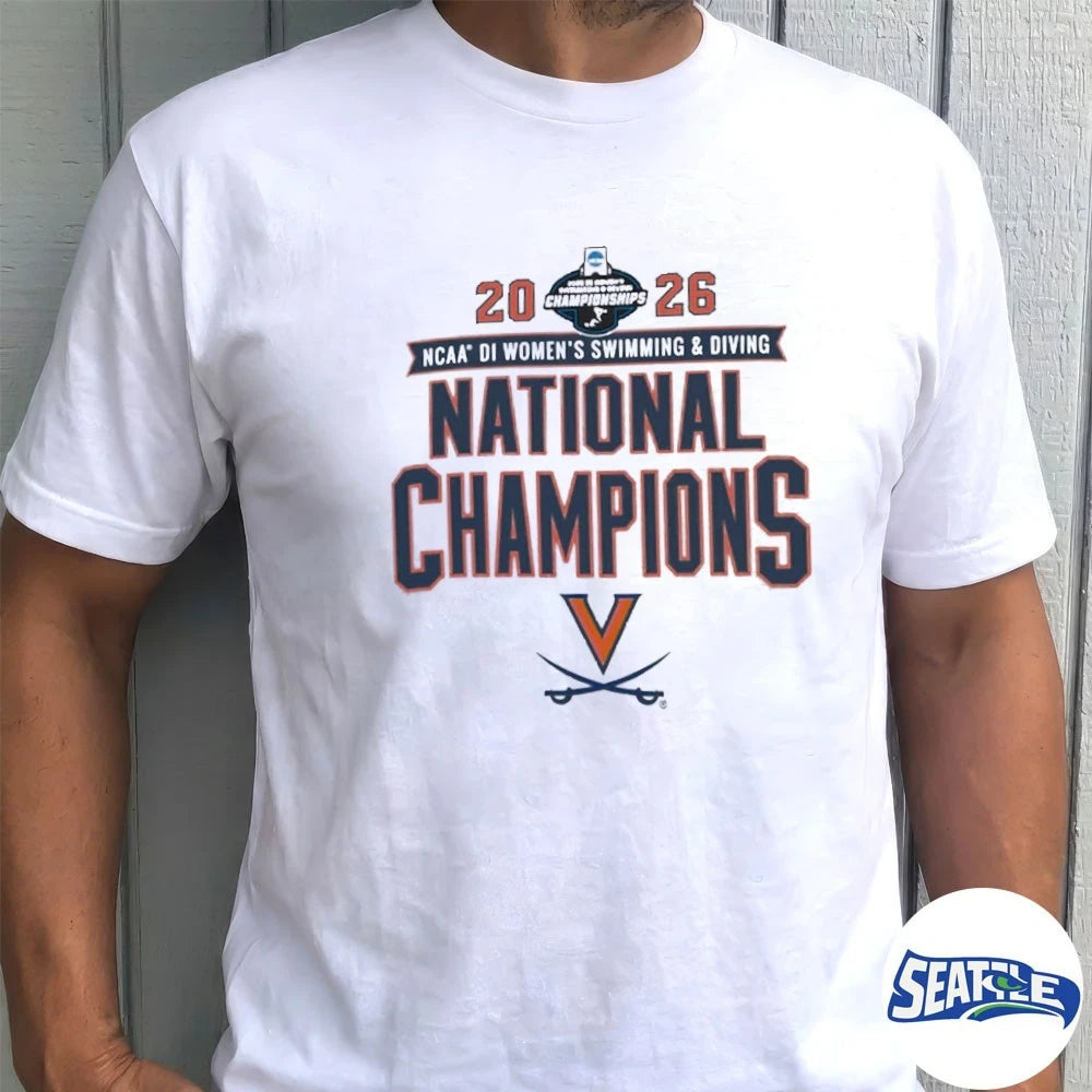 Official Virginia Cavaliers 2026 NCAA Women’s Swimming Diving First Ever Six Straight National Champions t-shirt