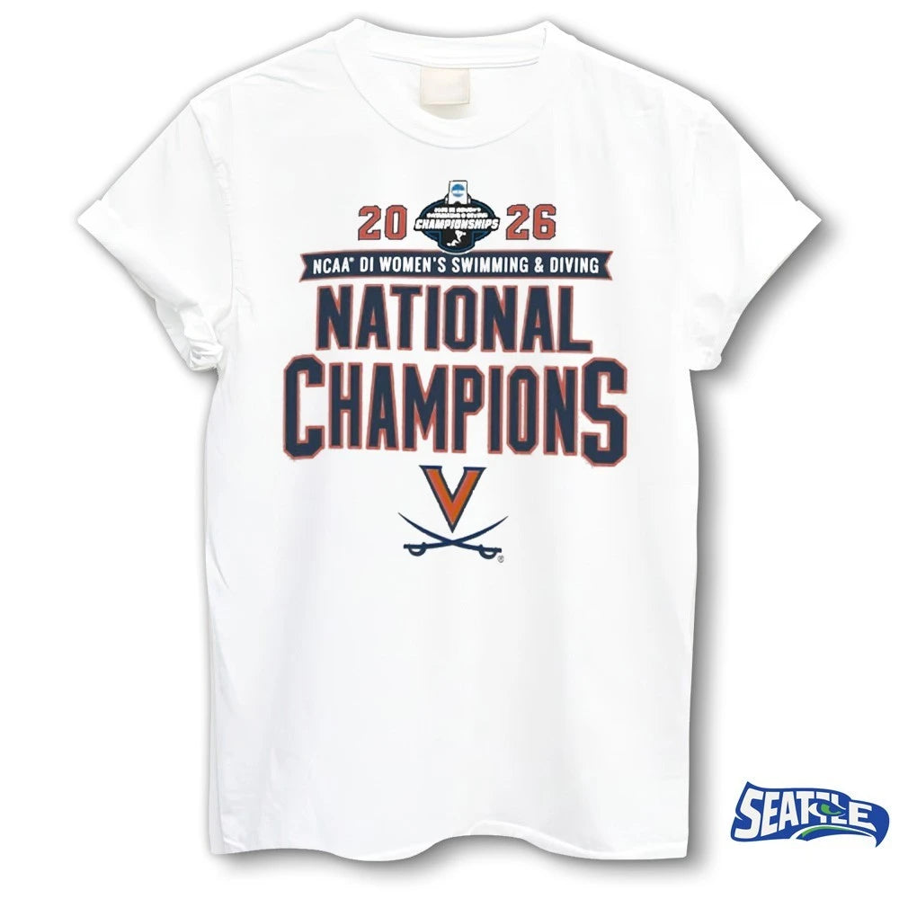 Official Virginia Cavaliers 2026 NCAA Women’s Swimming Diving First Ever Six Straight National Champions t-shirt