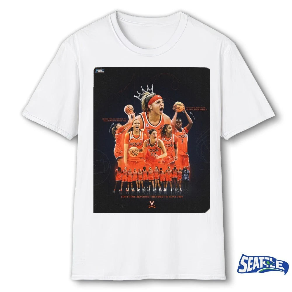 Official Virginia Cavaliers Women’s Basketball First Time Reaching The Sweet Sixteen Since 2000 Poster t-shirt