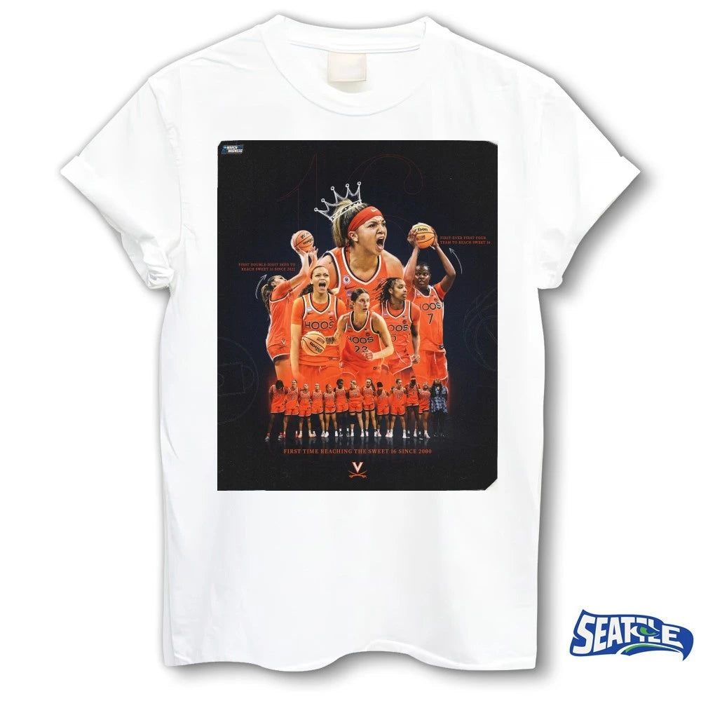 Official Virginia Cavaliers Women’s Basketball First Time Reaching The Sweet Sixteen Since 2000 Poster t-shirt