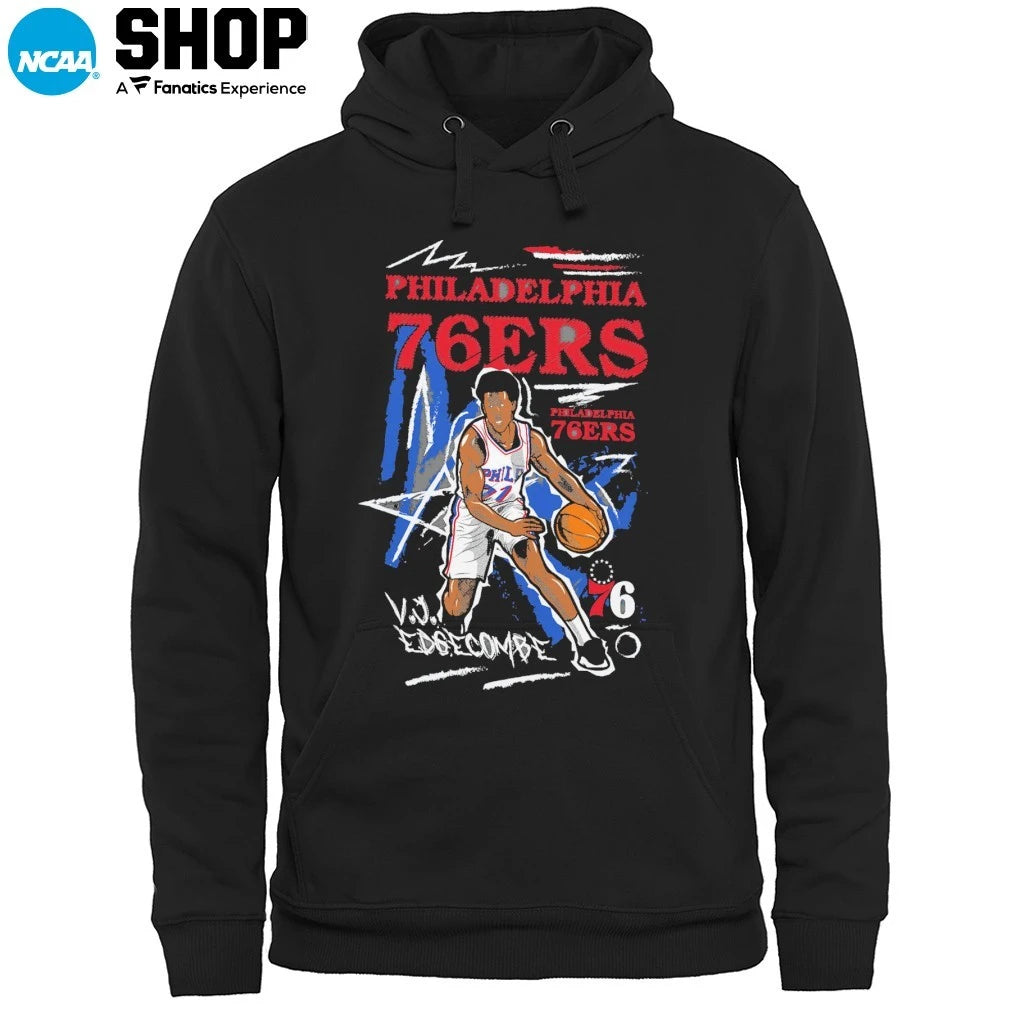 Official VJ Edgecombe Philadelphia 76ers Chalked Up Player Signature T-Shirt