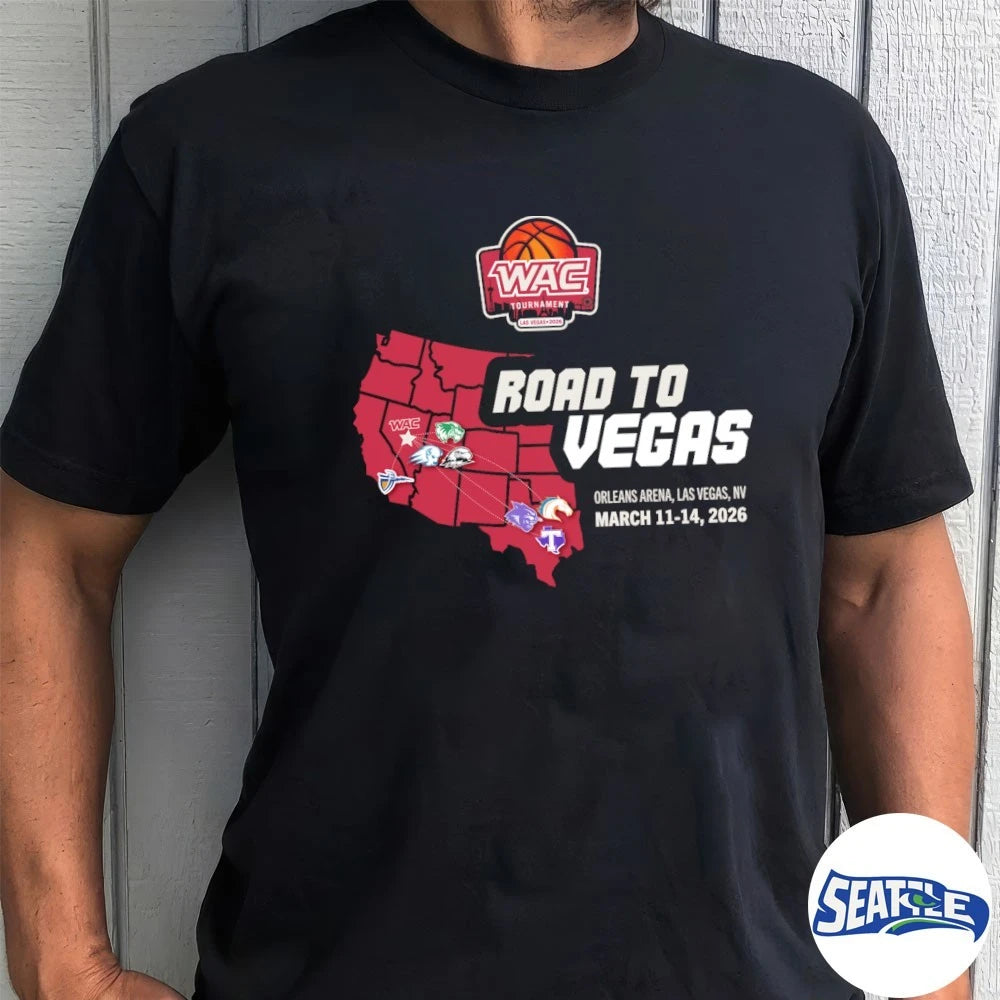 Official WAC Tournament Men’s and Women’s Basketball Tournament Road to Vegas March 11-14 2026 t-shirt