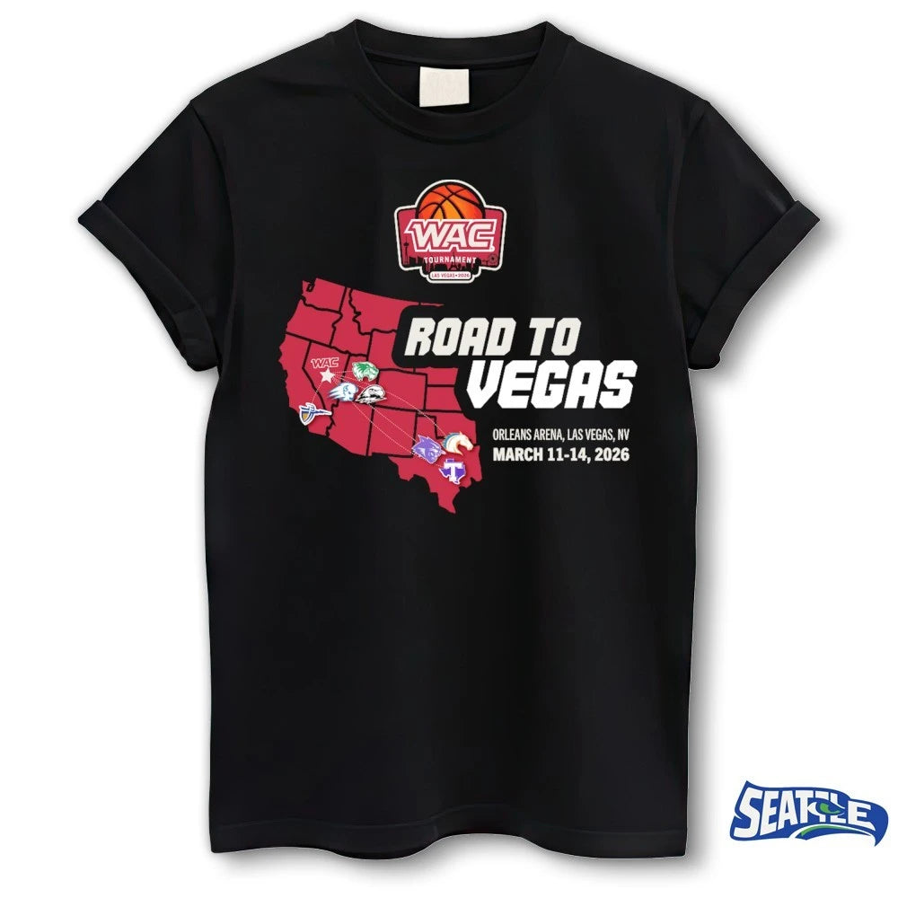 Official WAC Tournament Men’s and Women’s Basketball Tournament Road to Vegas March 11-14 2026 t-shirt