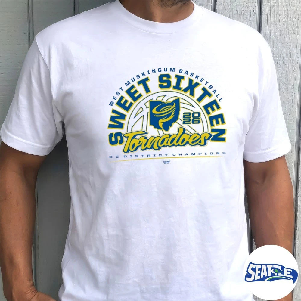 Official West Muskingum Basketball D5 District Champions Sweet Sixteen Tornadoes 2026 t-shirt