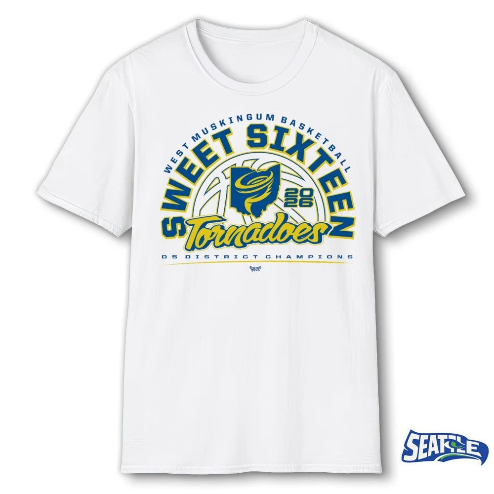 Official West Muskingum Basketball D5 District Champions Sweet Sixteen Tornadoes 2026 t-shirt
