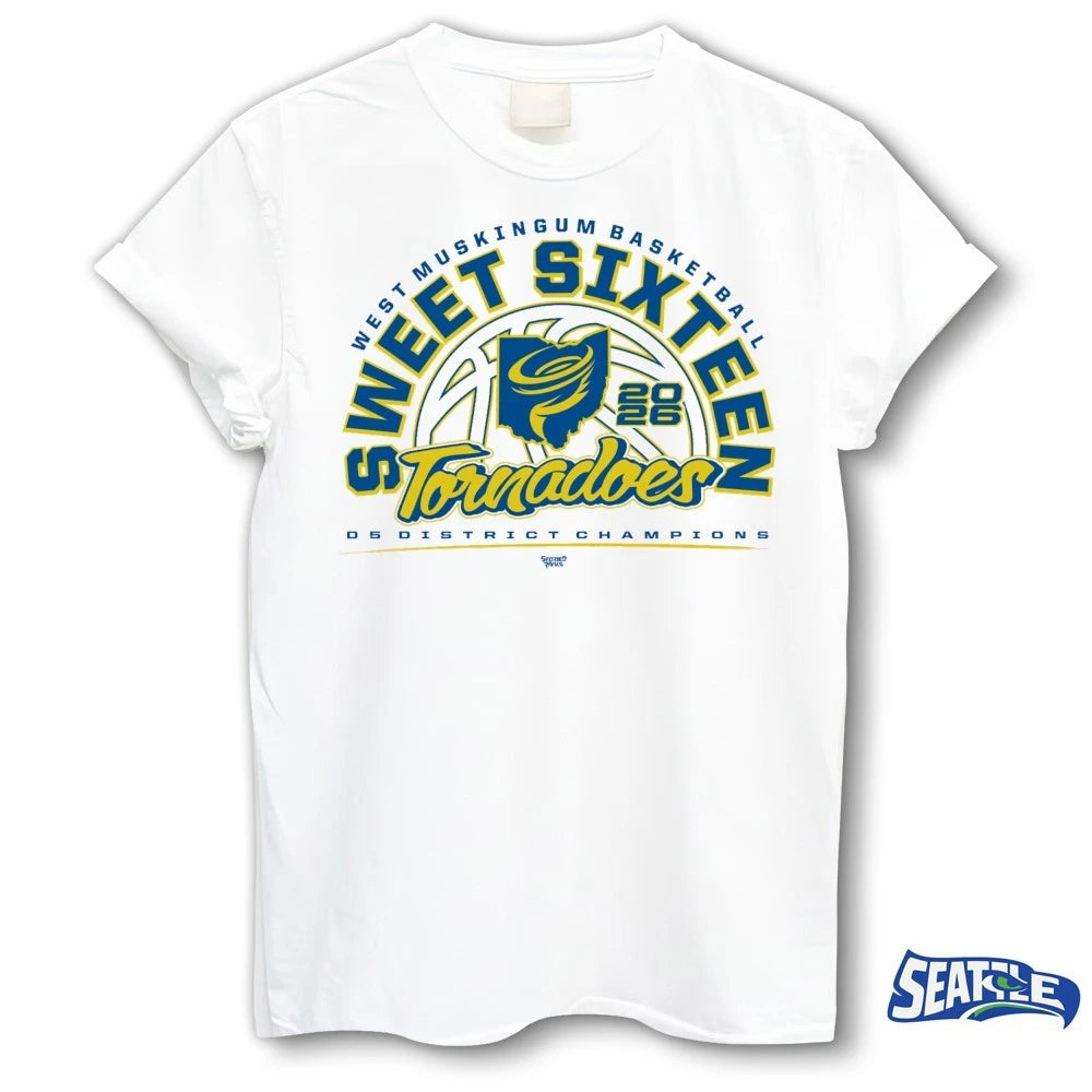 Official West Muskingum Basketball D5 District Champions Sweet Sixteen Tornadoes 2026 t-shirt