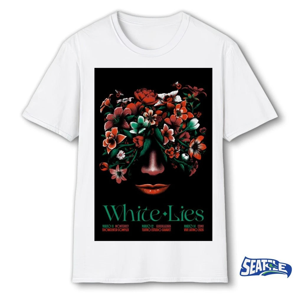 Official White Lies March 11-14 2026 Mexico Tour Poster t-shirt