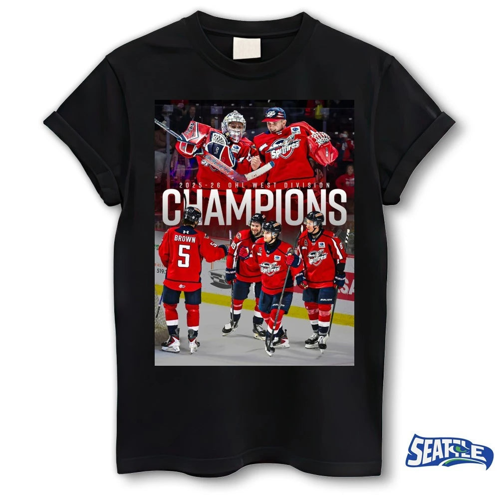 Official Windsor Spitfires 2025-26 OHL West Division Champions Poster t-shirt