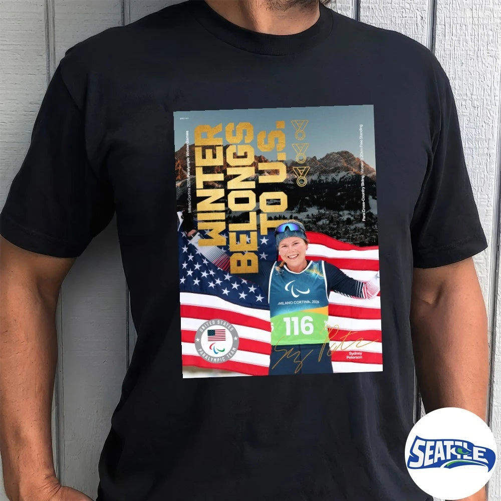Official Winter Belongs To US Sydney Peterson Milano Cortina 2026 Paralympic Winter Games Signature Poster t-shirt