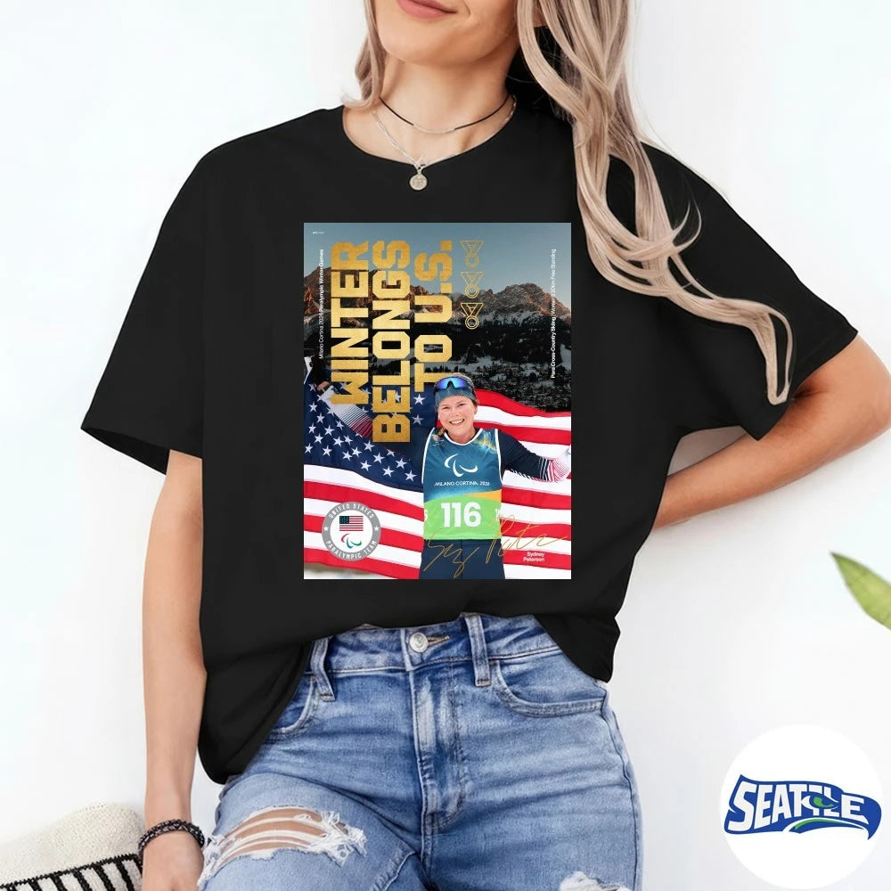 Official Winter Belongs To US Sydney Peterson Milano Cortina 2026 Paralympic Winter Games Signature Poster t-shirt