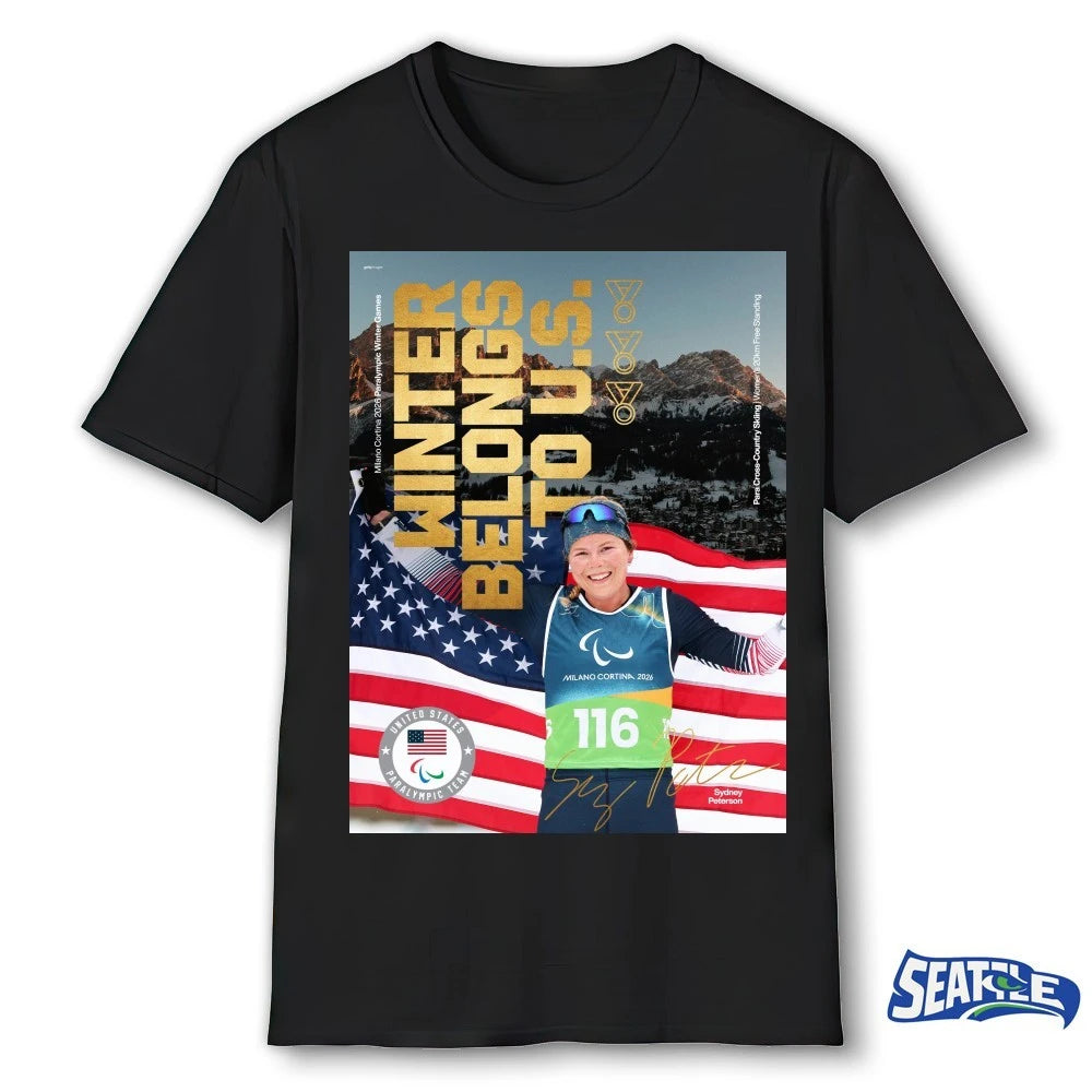 Official Winter Belongs To US Sydney Peterson Milano Cortina 2026 Paralympic Winter Games Signature Poster t-shirt