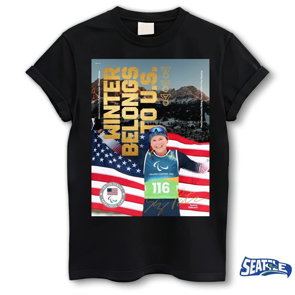 Official Winter Belongs To US Sydney Peterson Milano Cortina 2026 Paralympic Winter Games Signature Poster t-shirt
