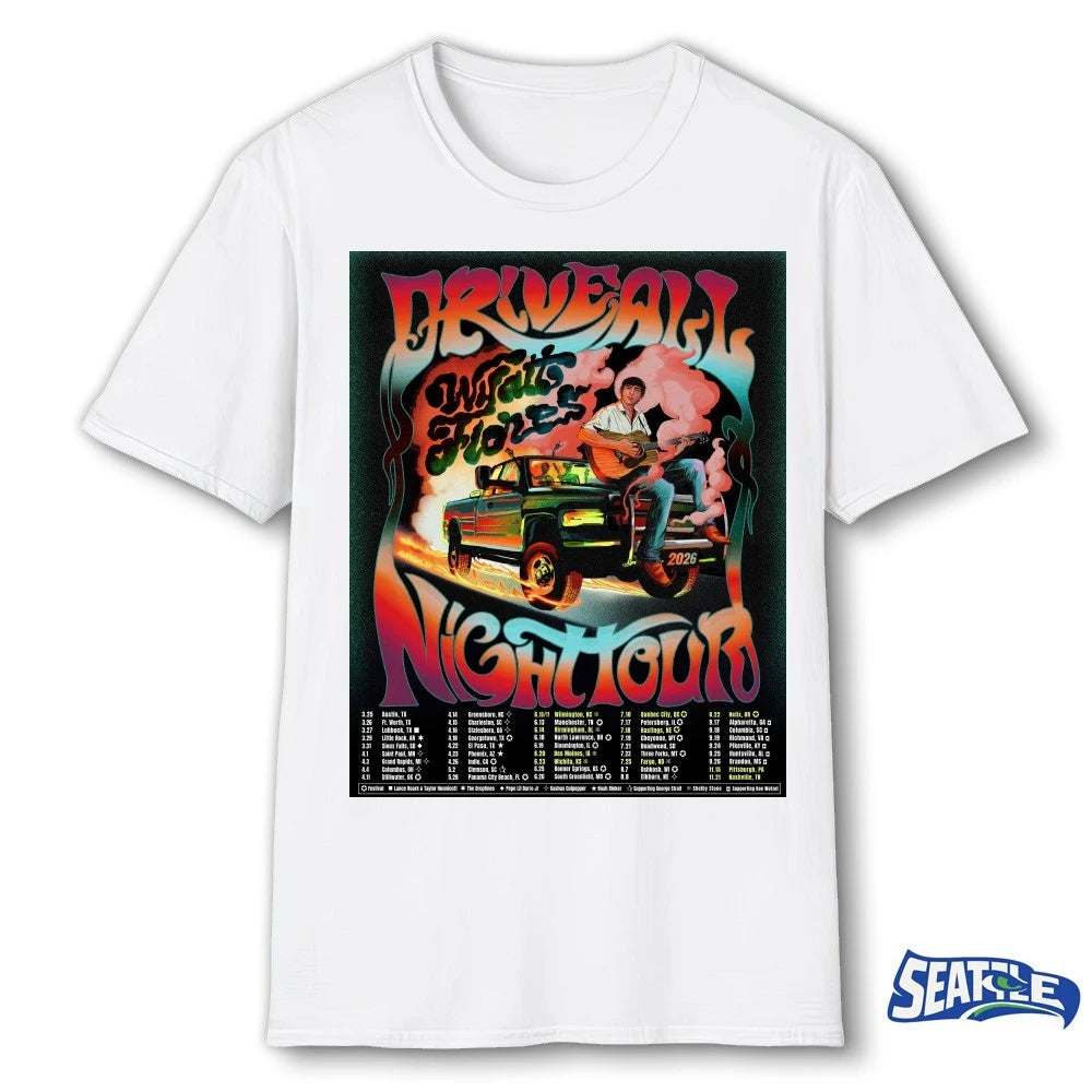 Official Wyatt Flores Drive All Night Tour New Shows North America Poster t-shirt