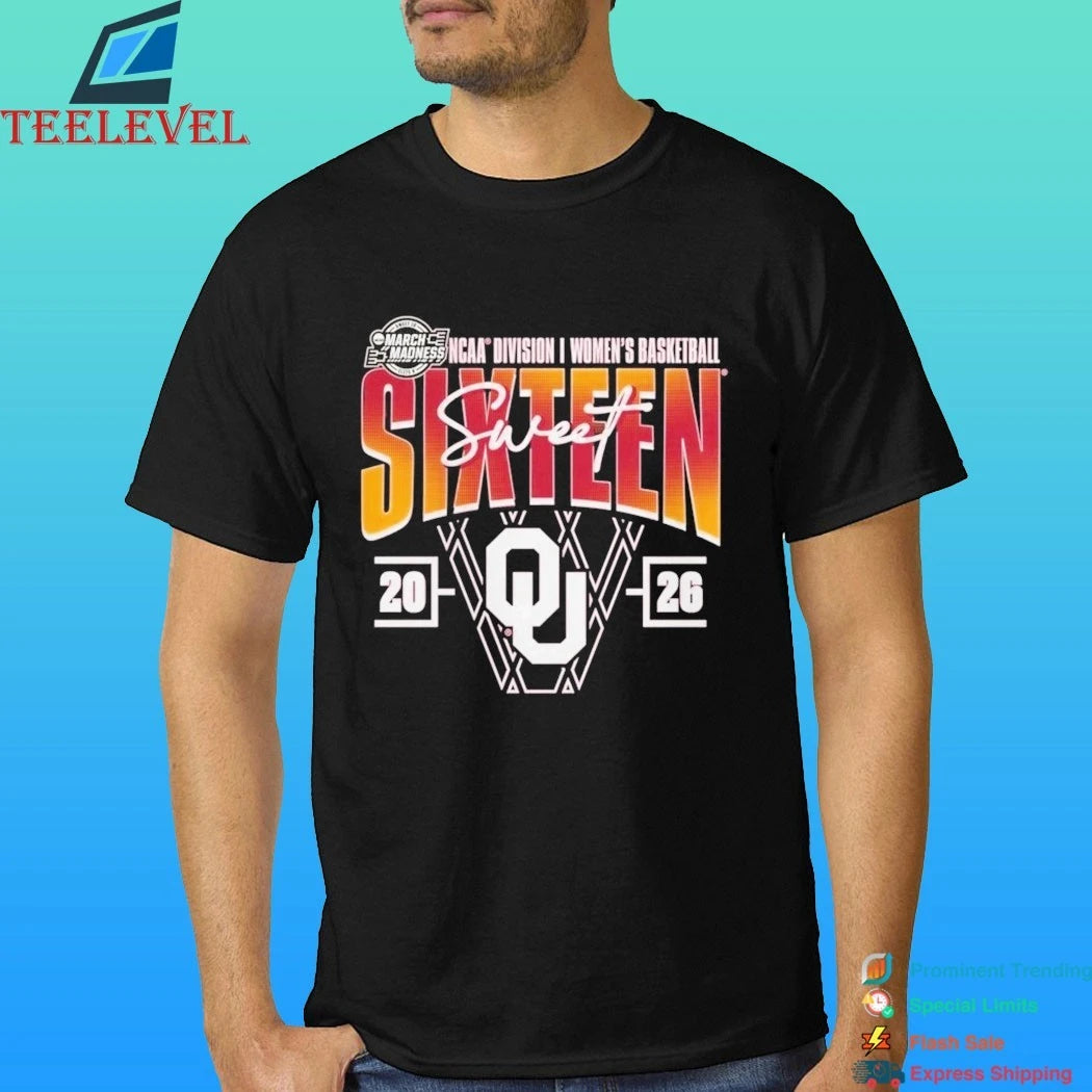 Oklahoma Sooners 2026 Ncaa Women’s Basketball Tournament March Madness Sweet 16 Court Shot Shirt