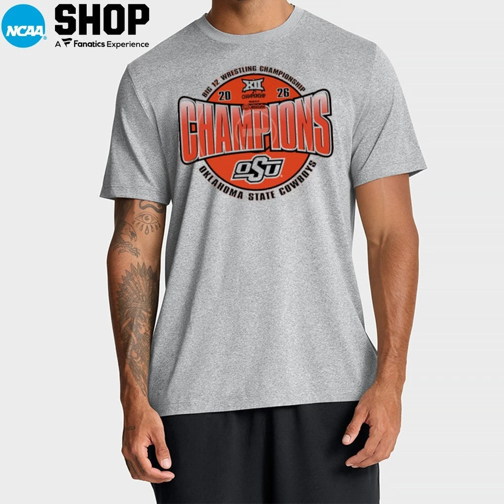 Oklahoma State Cowboys 2026 Big 12 Wrestling Champions T-Shirt