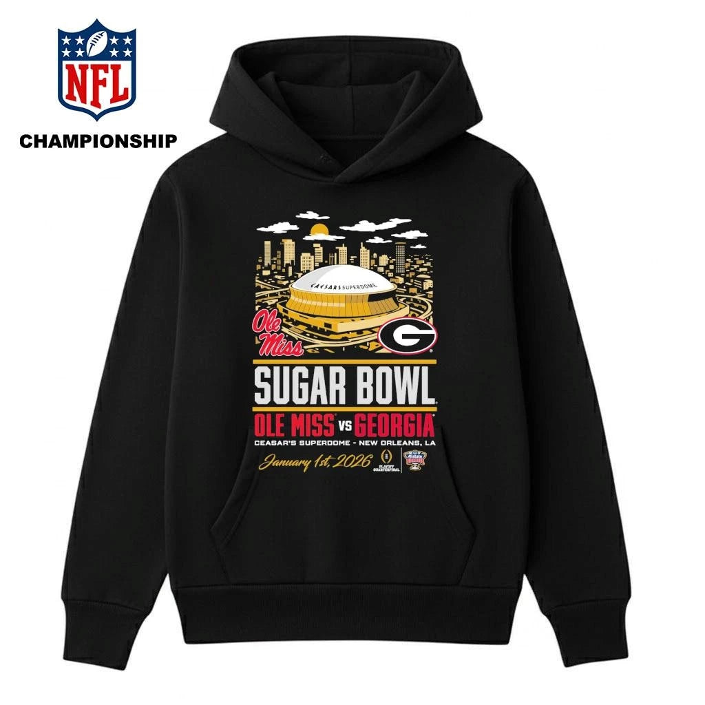 Ole Miss vs Georgia CFP ’26 Sugar Bowl stadium Shirt