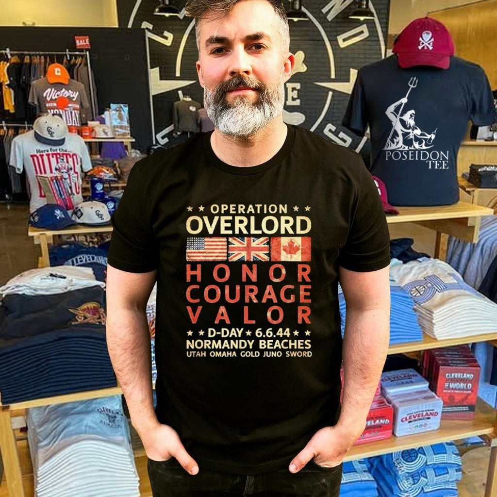 Operation Overlord Honor Courage Valor D-day 6.6.44 Normandy Beaches T-shirt