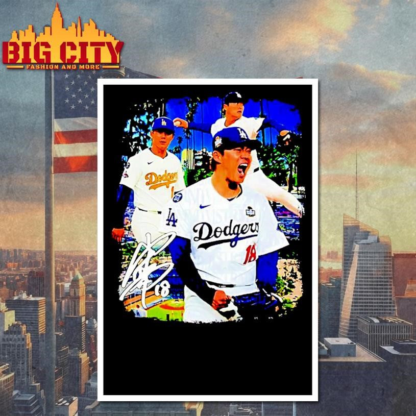 oshinobu Yamamoto Los Angeles Dodgers Signature Player Collage 2026 Shirt