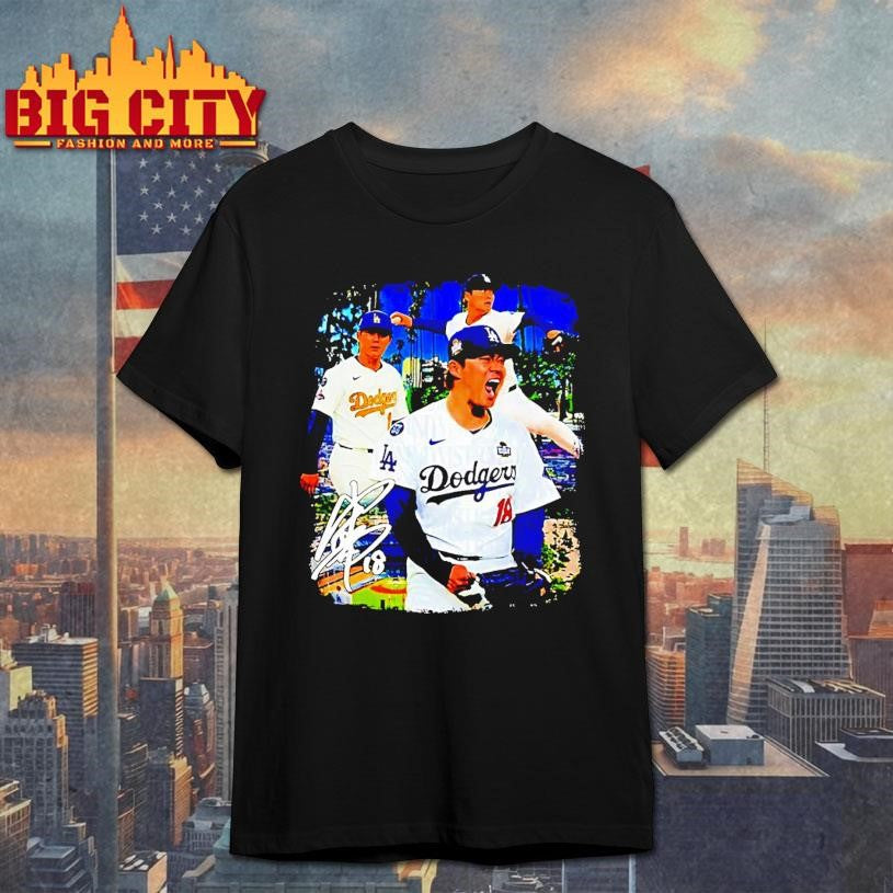 oshinobu Yamamoto Los Angeles Dodgers Signature Player Collage 2026 Shirt