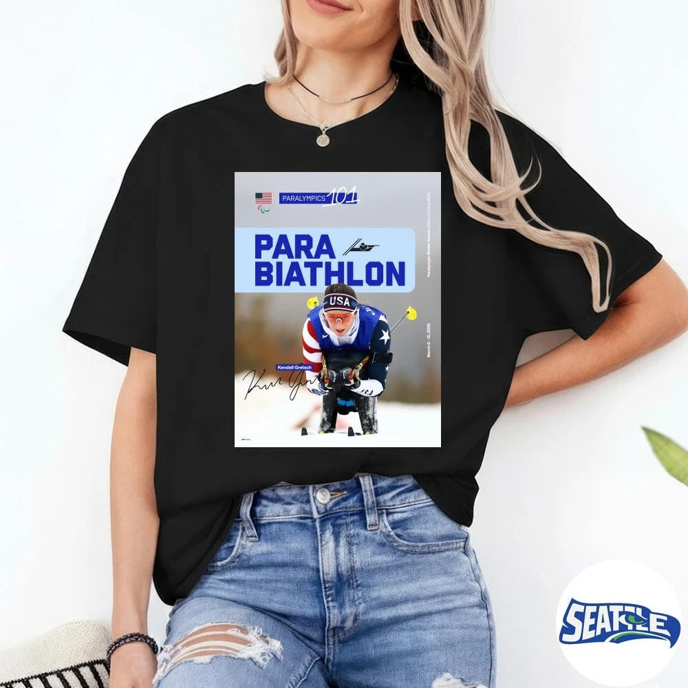 Para Biathlon Kendall Gretsch Winter Paralympics 101 Signature Poster shirt