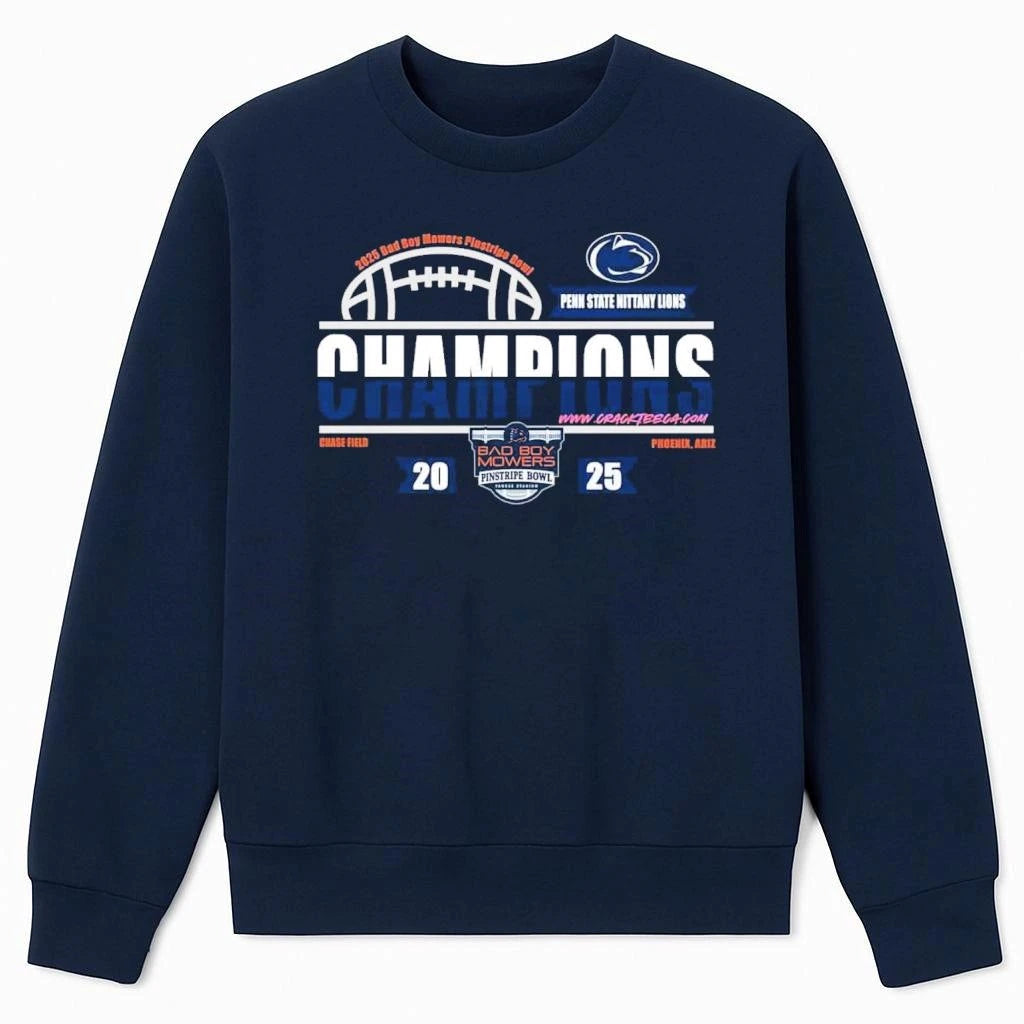 Penn State Nittany Lions 2025 Bad Boy Mowers Pinstripe Bowl Champions At Yankee Stadium Shirt