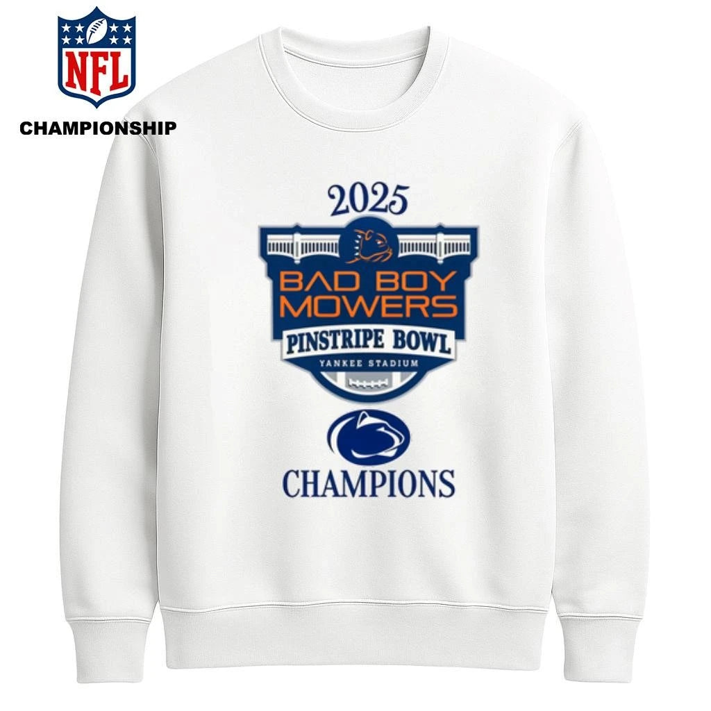 Penn State Nittany Lions 2025 Bad Boy Mowers Pinstripe Bowl Champions Logo Shirt