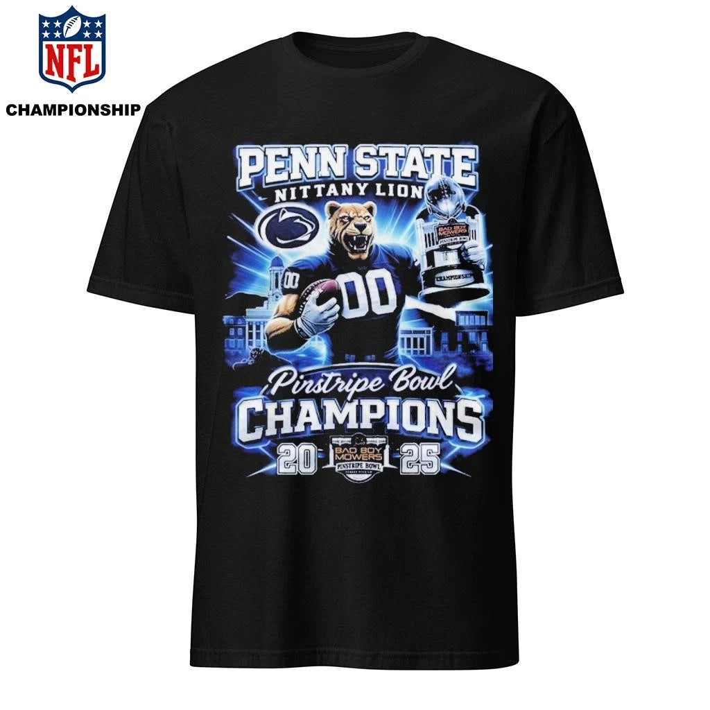 Penn State Nittany Lions 2025 Pinstripe Bowl Champions Mascot Design Shirt