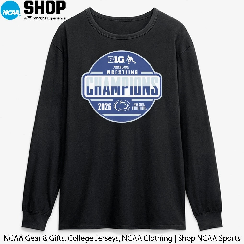 Penn State Nittany Lions 2026 Big Ten Men’s Wrestling Tournament Champions Locker Room T-Shirt