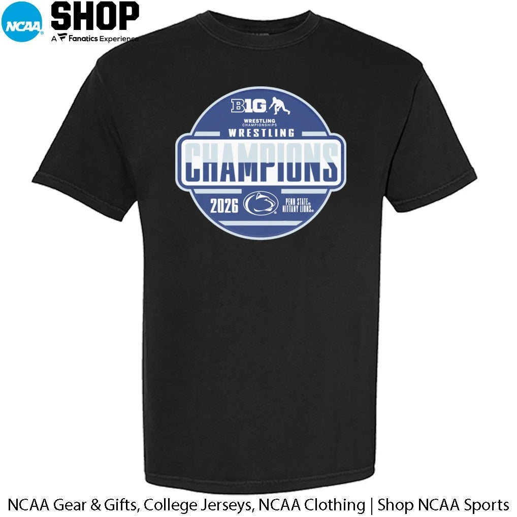 Penn State Nittany Lions 2026 Big Ten Men’s Wrestling Tournament Champions Locker Room T-Shirt