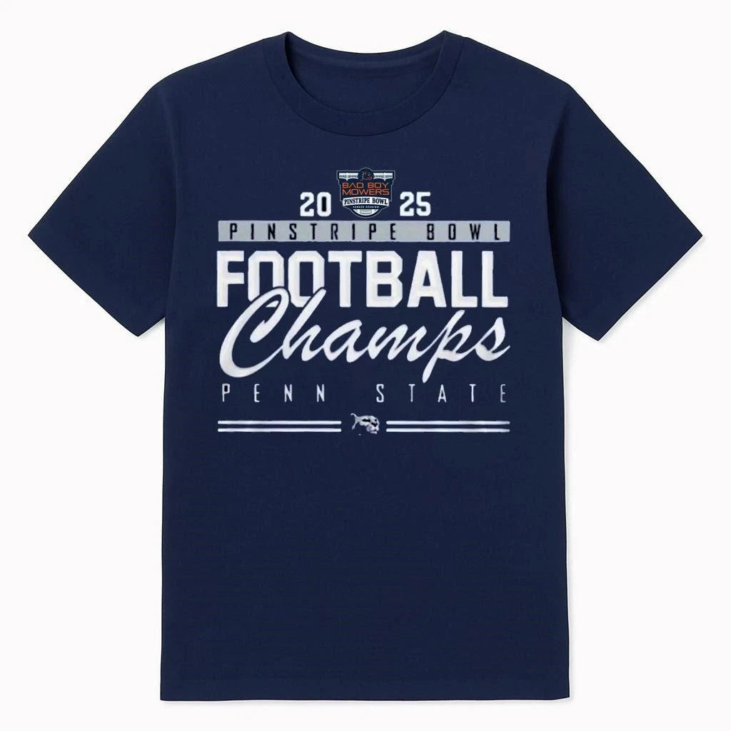 Penn State Nittany Lions Football Champions Bad Boy Mowers Pinstripe Bowl 2025 Shirt