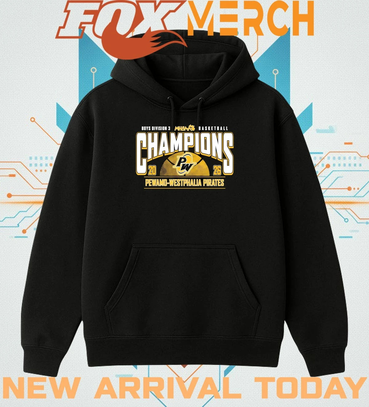 Pewamo-Westphalia Pirates 2026 MHSAA Boys Basketball D3 Champions t-shirt