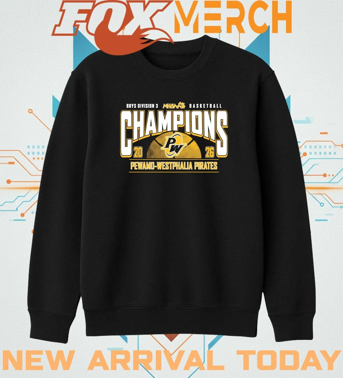 Pewamo-Westphalia Pirates 2026 MHSAA Boys Basketball D3 Champions t-shirt