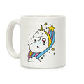 Unicorn Drinking Wine On Rainbow Coffee Mug