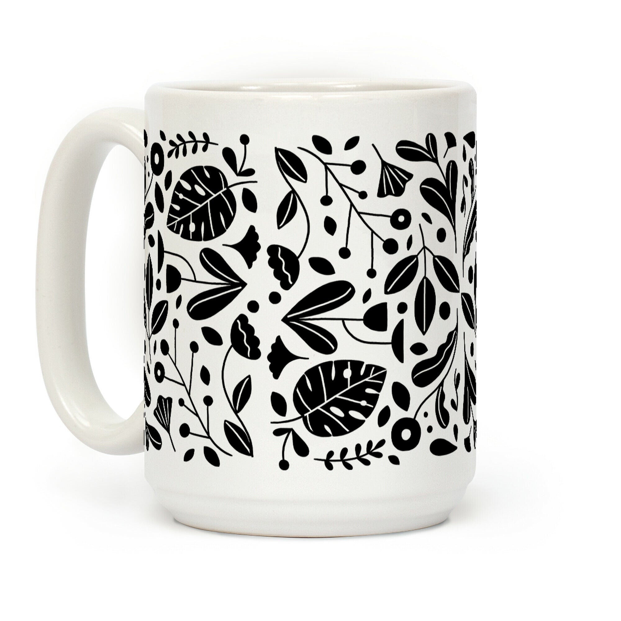 Black and White Plant Pattern Coffee Mug