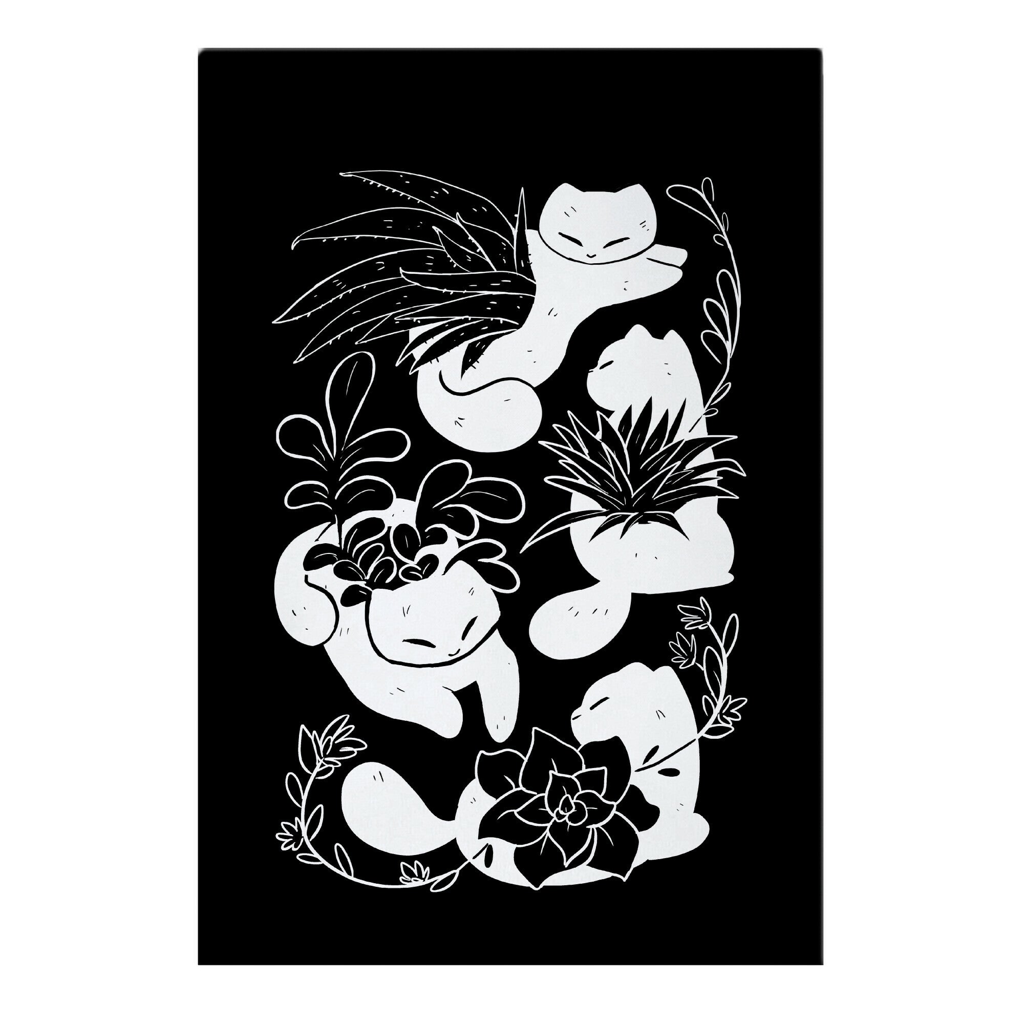 Succulent Cats On Black Garden Flag