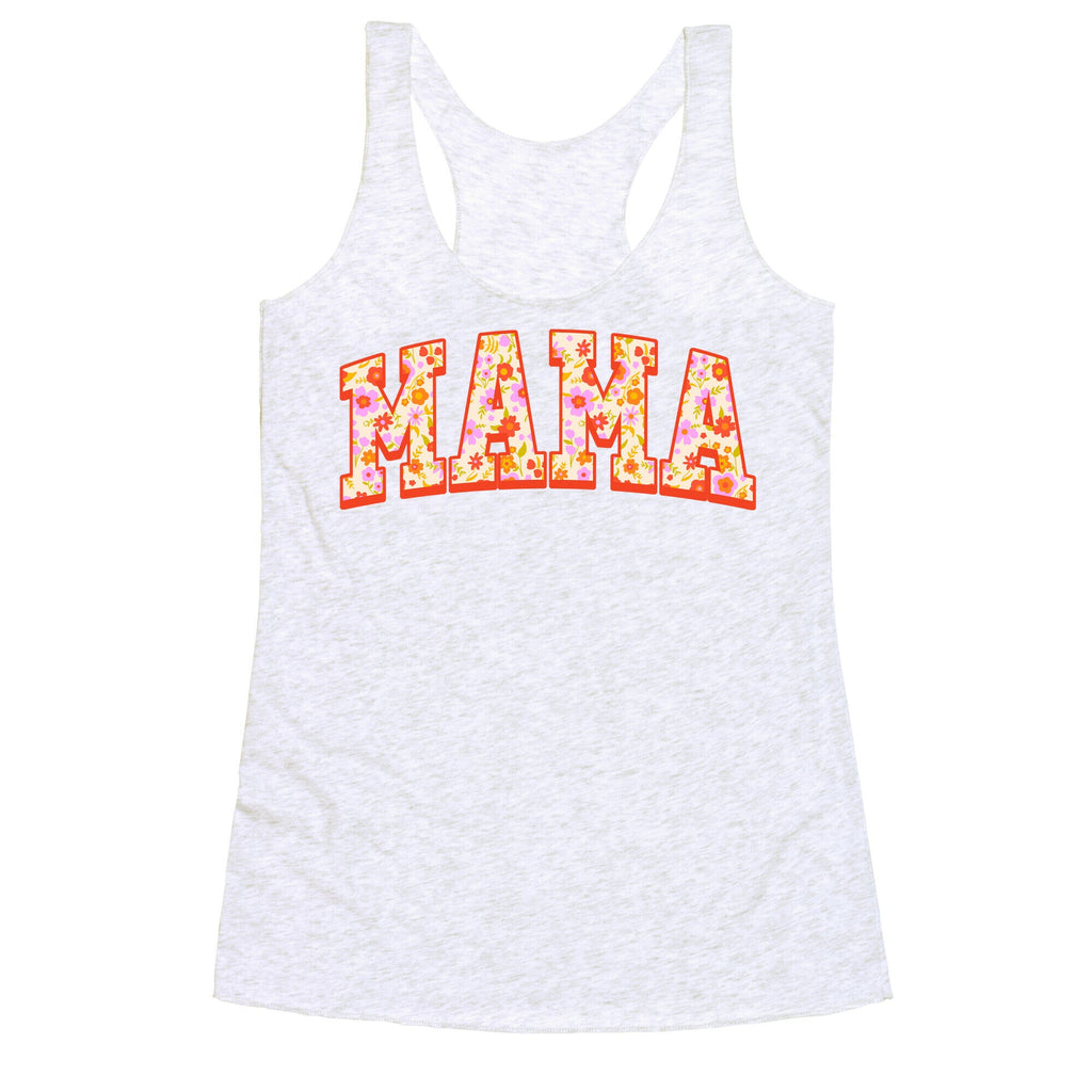 Floral Mama Text Racerback Tank