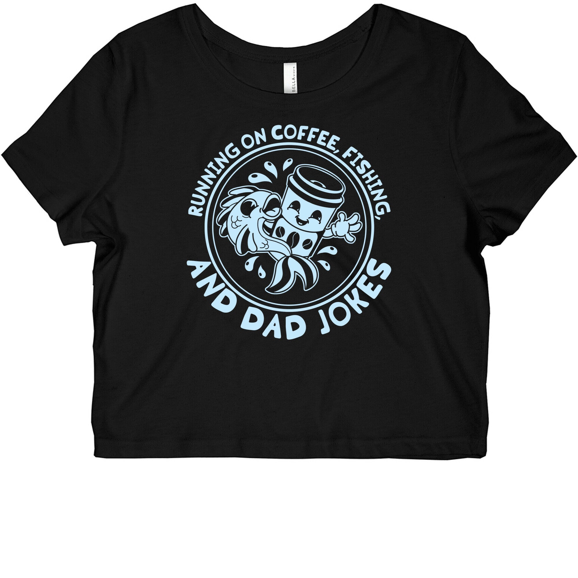 Running on Coffee, Fishing, and Dad Jokes Graphic Baby Tee