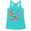 Fourth of July Wieners Pattern Racerback Tank