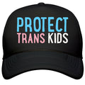 Protect Trans Kids White Print Snapback Trucker Hat